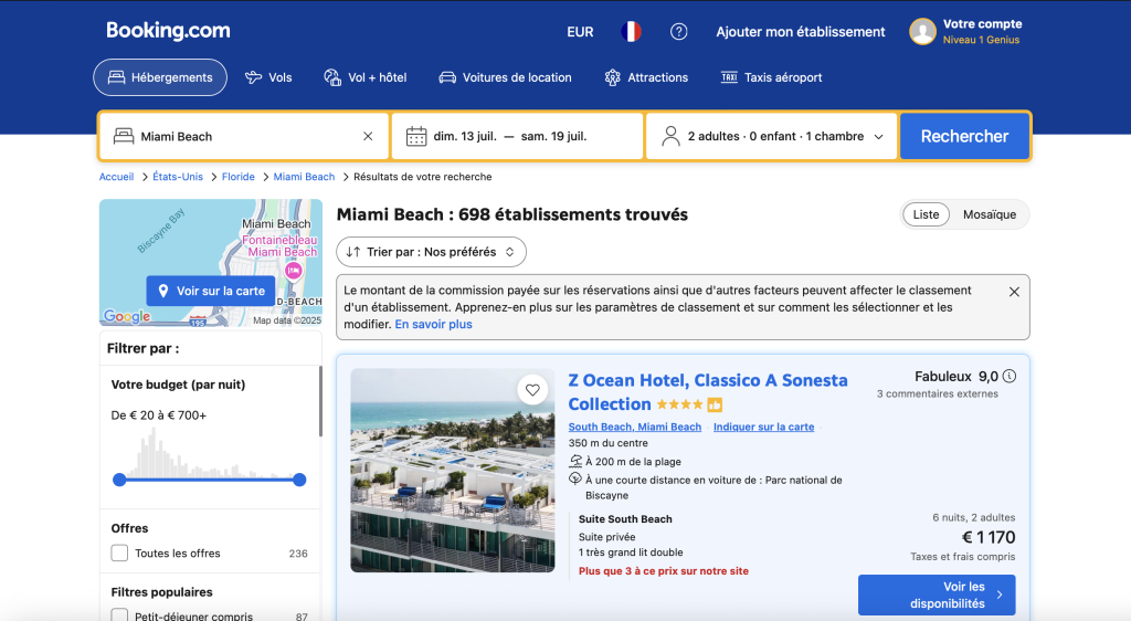 Comparatif booking.com